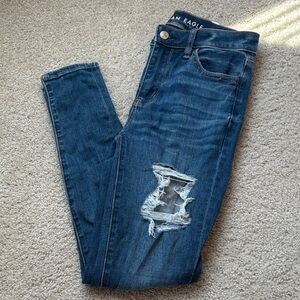 American Eagle Outfitters Women's Ripped Blue Skinny Jeans